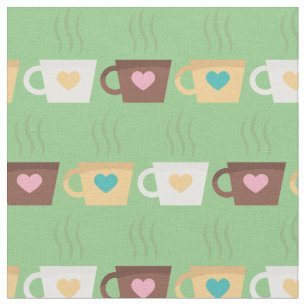 Coffee Cups Barista Cute Cafe Food Beverage Fabric