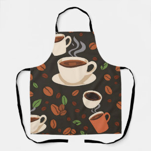 Coffee Cups Beans Morning Pattern Apron