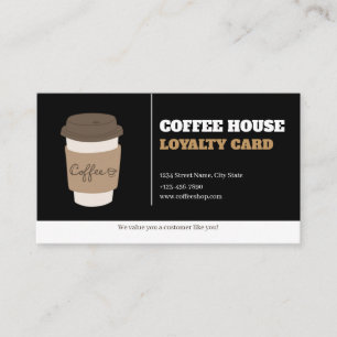 Coffee Cups Black White Cafe Customer Loyalty Card