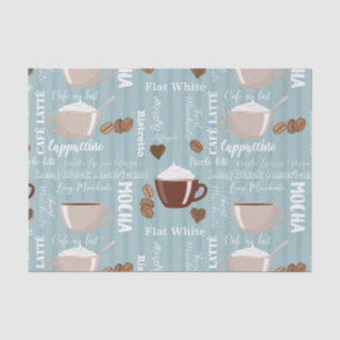 Coffee Cups Blue Vertical Lines Caffeine Grains Tissue Paper