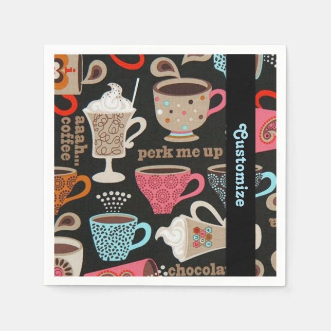 Coffee Cups Cafe Napkins (Front)