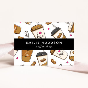 Coffee Cups, Coffee Beans, Barista, Coffee Shop Business Card