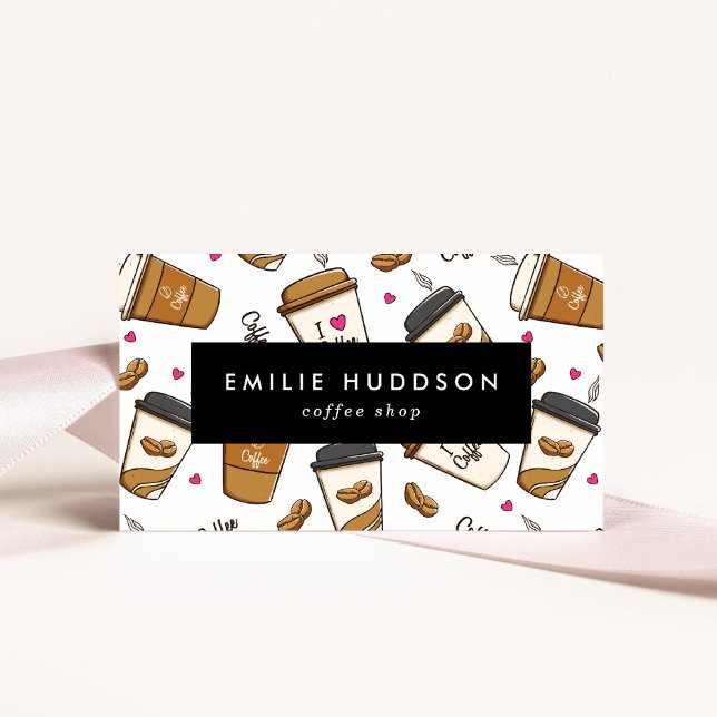 Coffee Cups, Coffee Beans, Barista, Coffee Shop Business Card (Creator Uploaded)