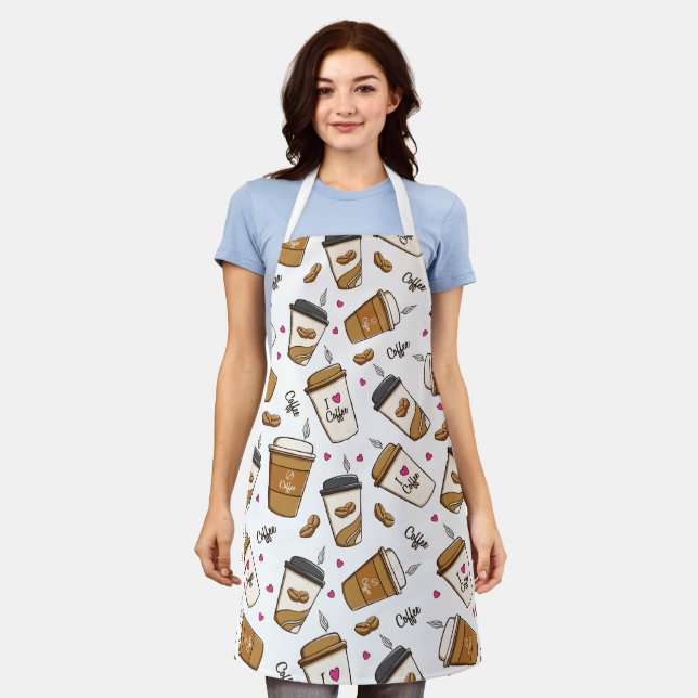 Coffee Cups, Coffee Beans, Coffee Lover, Hearts Apron (Worn)