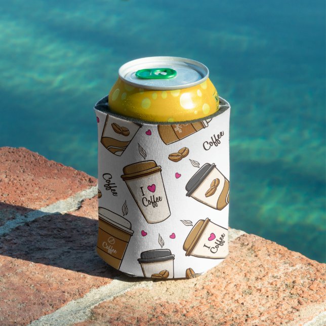 Coffee Cups, Coffee Beans, Coffee Lover, Hearts Can Cooler (In Situ Pool)