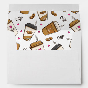 Coffee Cups, Coffee Beans, Coffee Lover, Hearts Envelope