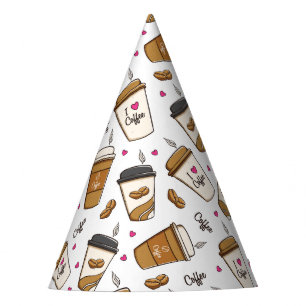 Coffee Cups, Coffee Beans, Coffee Lover, Hearts Party Hat