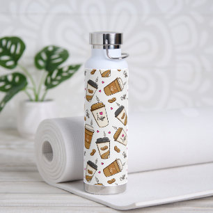 Coffee Cups, Coffee Beans, Coffee Lover, Hearts Water Bottle