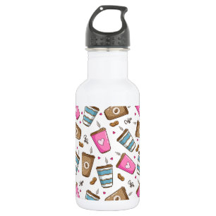 Coffee Cups, Coffee Beans, Hearts, Coffee Lover 532 Ml Water Bottle