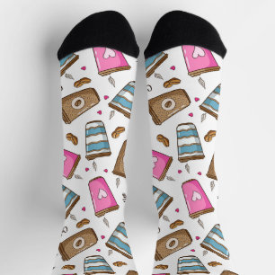 Coffee Cups, Coffee Beans, Hearts, Coffee Lover Socks