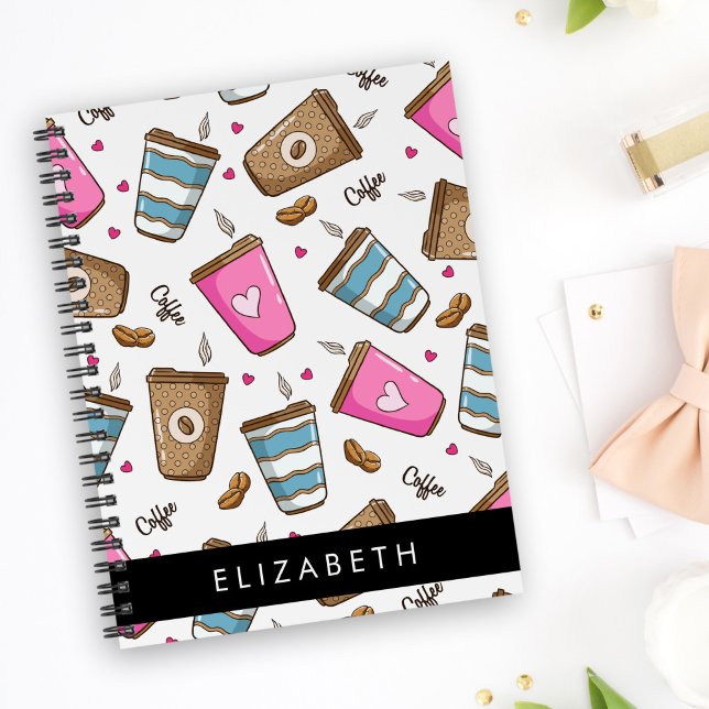 Coffee Cups, Coffee Beans, Hearts, Your Name Planner (Creator Uploaded)