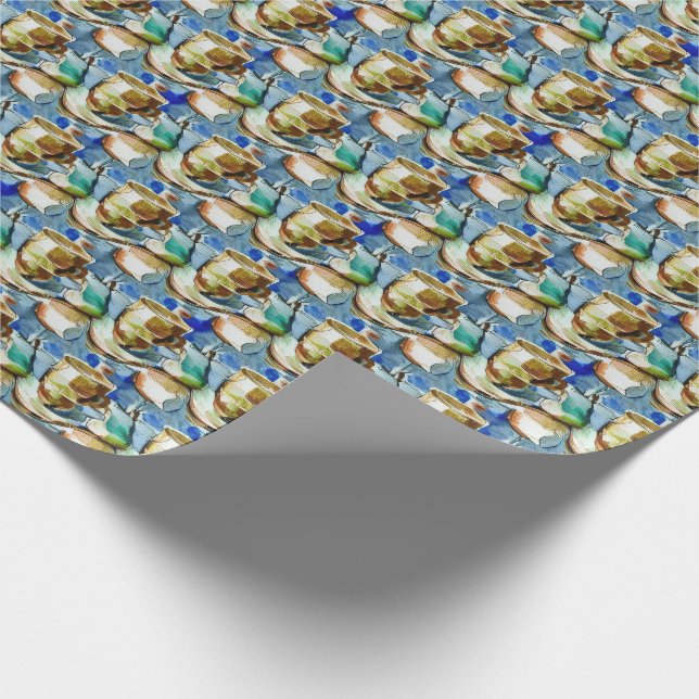 Coffee Cups Collage Watercolor Pattern Wrapping Paper (Corner)