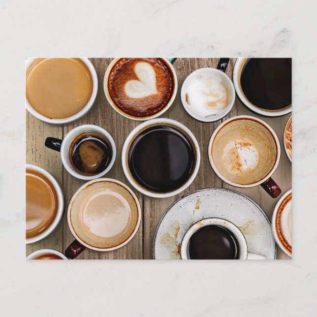 Coffee Cups from Overhead Photo Postcard (Front)