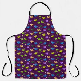 COFFEE CUPS ON PURPLE APRON