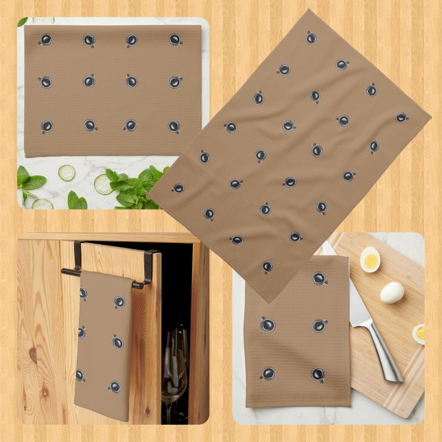 Coffee Cups Patterned Kitchen Towel Brown (Creator Uploaded)