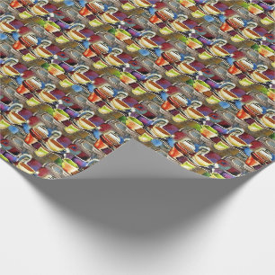 Coffee Cups Purple Abstract Watercolor Pattern Wrapping Paper