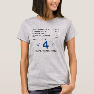 Coffee Cups Remaining Funny Programmer Coding T-Shirt