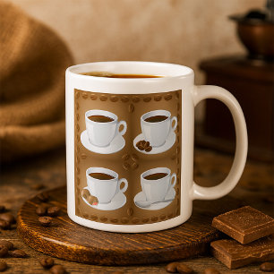 Coffee Cups with Beans and Chocolate