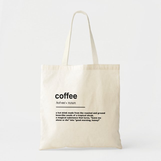 Coffee Definition Tote Bag (Front)