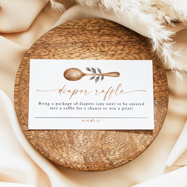 Coffee Diaper Raffle, A Baby Is Brewing Ticket (Espresso Spoon Coffee Themed Baby Shower Diaper Raffle Ticket Game Card)