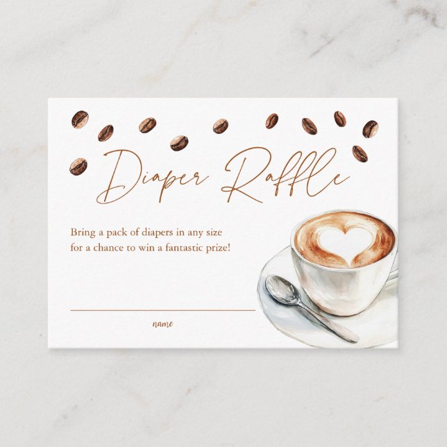 Coffee Diaper Raffle Baby Shower Enclosure Card (Front)