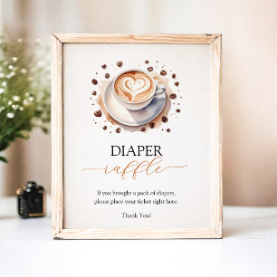 Coffee Diaper Raffle Baby Shower Game Poster