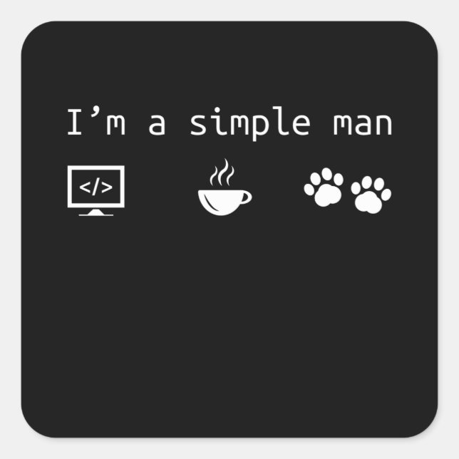 Coffee, Dog Lover & Programmer Gift Square Sticker (Front)
