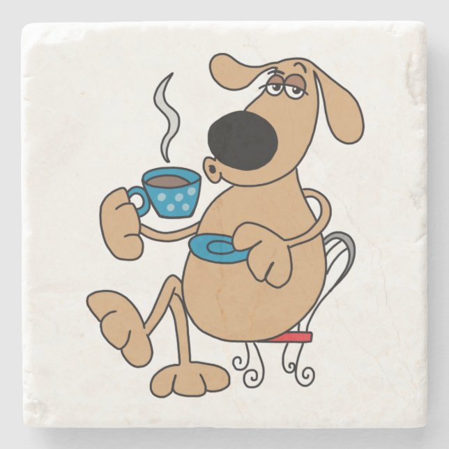 Coffee Dog Marble Stone Coaster (Front)