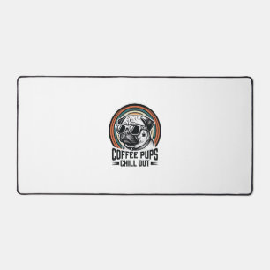 Coffee Dog Shirt Retro Chill Pug Graphic_1 Desk Mat