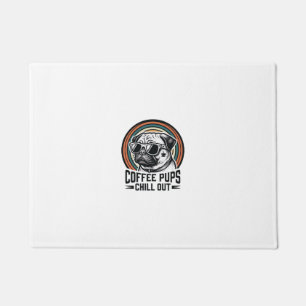 Coffee Dog Shirt Retro Chill Pug Graphic_1 Doormat