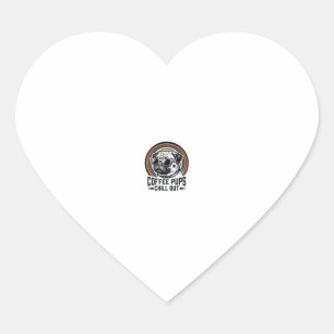 Coffee Dog Shirt Retro Chill Pug Graphic_1 Heart Sticker