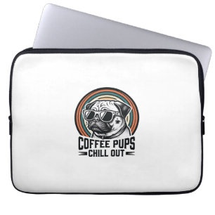 Coffee Dog Shirt Retro Chill Pug Graphic_1 Laptop Sleeve