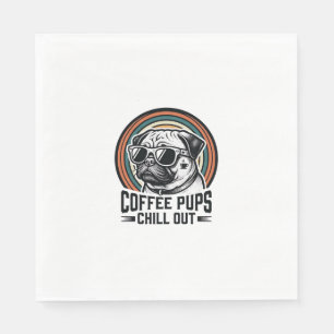Coffee Dog Shirt Retro Chill Pug Graphic_1 Napkin