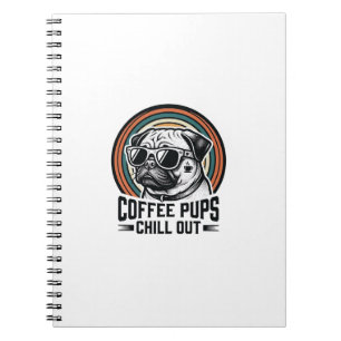 Coffee Dog Shirt Retro Chill Pug Graphic_1 Notebook