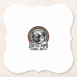 Coffee Dog Shirt Retro Chill Pug Graphic_1 Paper Coaster