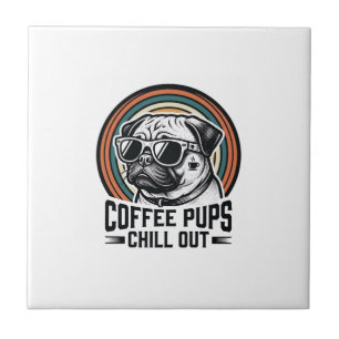 Coffee Dog Shirt Retro Chill Pug Graphic_1 Tile
