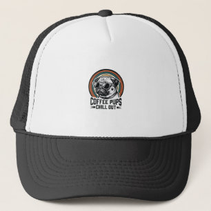 Coffee Dog Shirt Retro Chill Pug Graphic_1 Trucker Hat