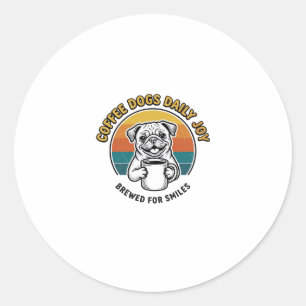 Coffee Dog Shirt Vintage Engraved Pup Mug Design_1 Classic Round Sticker