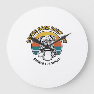 Coffee Dog Shirt Vintage Engraved Pup Mug Design_1 Large Clock