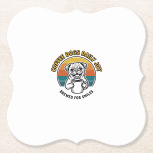 Coffee Dog Shirt Vintage Engraved Pup Mug Design_1 Paper Coaster