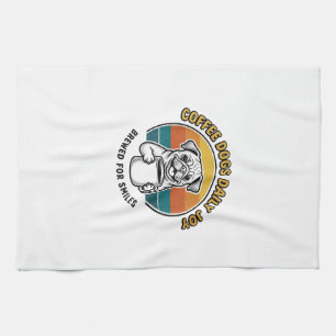 Coffee Dog Shirt Vintage Engraved Pup Mug Design_1 Tea Towel