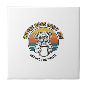 Coffee Dog Shirt Vintage Engraved Pup Mug Design_1 Tile