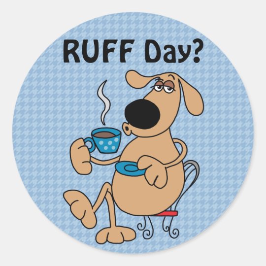 Coffee Dog Sticker, Glossy, 1½ inch (sheet of 20) Classic Round Sticker