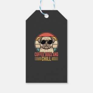 Coffee Dogs and Chill Retro Pug Gift Tags
