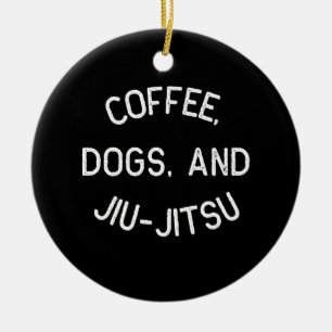 Coffee Dogs Jiu Jitsu for BJJ, Jujitsu Gift Ceramic Tree Decoration