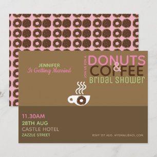 COFFEE DONUTS Bridal Shower Invitation Pink Choc