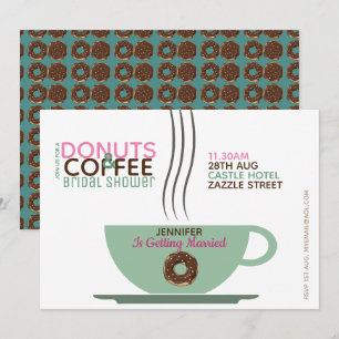 COFFEE DONUTS Bridal Shower Invitation Pink Turq
