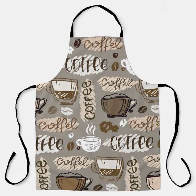 Coffee Doodles: Hand-Drawn Pattern Apron (Front)