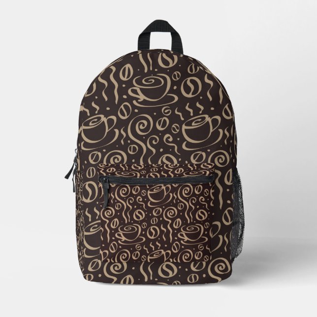 Coffee doodles printed backpack (Front)