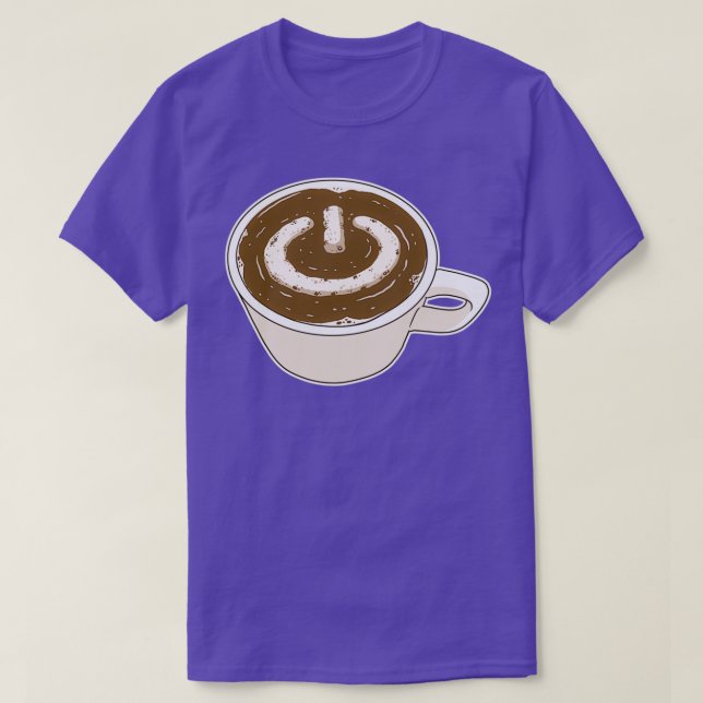 Coffee Drink Computer Power Button T-Shirt (Design Front)